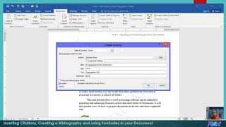 MSWord  Inserting Citation Bibliography amp Footnote 018 [upl. by Ennirak]