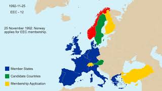 History of the European Union EU from 1951  2022  Timelapse  Every Day  Map [upl. by Ilram297]