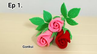 🌹Ep1Petals  Easy crochet rose for beginners  Crochet Flower Bouquet crochetflower [upl. by Edelstein]