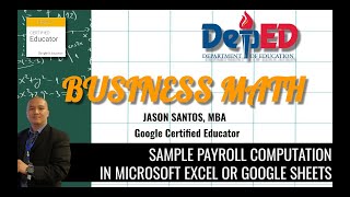 How to compute Payroll in Excel or Google Sheets Tax SSS Philhealth PagIbig Business Math pt7 [upl. by Leur932]