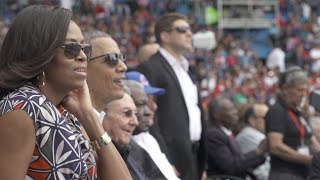 The First Family Takes in a Baseball Game in Havana Cuba [upl. by Aicatsan]