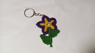 DIY tutorial for Micro Macrame flower key ringmade by jute [upl. by Atteinotna12]