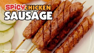 Spicy Chicken Sausage Recipe  Hot amp Spicy Recipe  Yummy Nepali kitchen [upl. by Leiva]