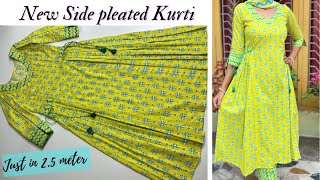 New Trendy Side Pleated Kurti Cutting and Stitching Kurti Design [upl. by Guise]