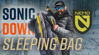 Feature Packed Winter Sleeping Bag  The Sonic Down Sleeping Bag by Nemo [upl. by Mayfield144]