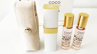 UNBOXING CHANEL COCO MADEMOISELLE PARFUM PURSE SPRAY 75ml WHITE AND GOLD [upl. by Ailicec]