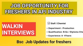 Bsc  Diploma freshers Vacancy at Apitoria  Job Updates [upl. by Palumbo]