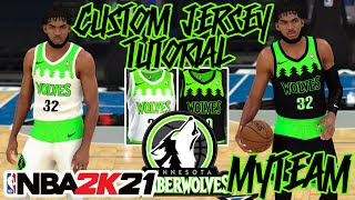 MINNESOTA TIMBERWOLVES CUSTOM JERSEY TUTORIAL CONCEPT UNIFORM WOLVES NBA 2K21 MyTeam [upl. by Holmes]