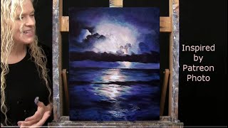 Learn How to Draw amp Paint with Acrylics LIGHTNING SEASCAPEEasy Beginner LessonPaint amp Sip at Home [upl. by Nedry]