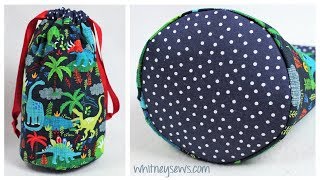 Drawstring Bag with Circle Bottom  Sewing How to from Whitney Sews [upl. by Kuehnel]