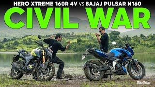 Bajaj Pulsar N160 vs Hero Xtreme 160R 4V  Comparison Review  Civil War [upl. by Clarey915]