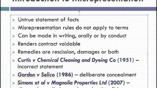 Misrepresentation Lecture 1 of 4 [upl. by Mazlack897]