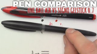 Pen Comparison amp Review Uni ball AIR VS Signo Gelstick 07 [upl. by Ettenor713]