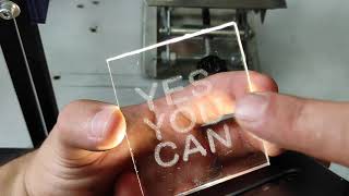 2D laser engraving inside transparent acrylic with 10 watt DPSS Endurance laser [upl. by Beare]