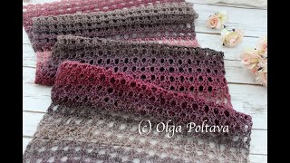 How to Crochet Easy Lacy Scarf Shawl Wrap Bumbo Moonlight Yarn Crochet Video Tutorial [upl. by Enoyrt]