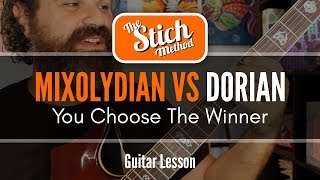 Modes Mixolydian VS Dorian Guitar Lesson [upl. by Airekahs768]