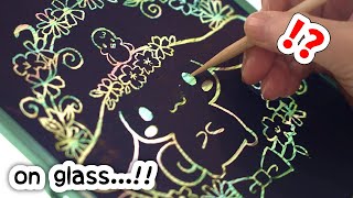 Scratch Art but ON GLASS sanrio [upl. by Columbine]