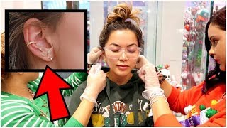 GETTING MY EARS PIERCED  VLOGMAS 8 2018 [upl. by Eachern]