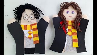 Cómo hacer títeres de guante fáciles Harry y Hermione Guiñol Marionetas [upl. by Eimoan]