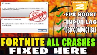 How To Fix A d3d11compatible gpu amp Fortnite All Crashes On PC Application Hang Detected Chapter 2 [upl. by Nonohcle394]