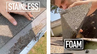 Gutter Guards Comparison Raptor Stainless Steel v GutterStuff Foam [upl. by Jewell]