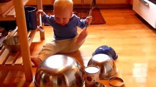 Montessori Infant Video Music kitchen drum solo [upl. by Renie]