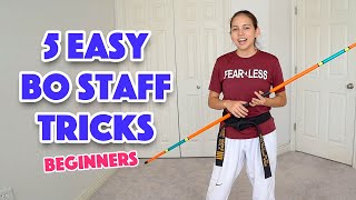 Easy Bo Staff Tricks for Beginners  Taekwondo Karate Martial Arts [upl. by Noyek645]