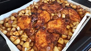 Oven Baked Pork Chops with Potatoes  This ONE PAN recipe tastes delicious [upl. by Sivaj993]