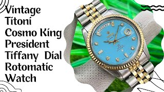 Vintage Titoni Cosmo King President Tiffany Dial Watch [upl. by Marleah502]