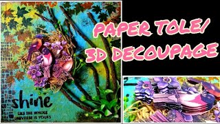 12 PAPER TOLE  3D DECOUPAGE  WALL PANEL  DIY OLD WEDDING CARD [upl. by Anavas462]