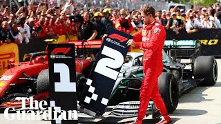 Sebastian Vettel moves No 1 board away from Hamiltons car after losing Canadian GP [upl. by Hsaniva422]