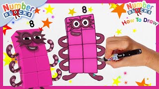 How to draw Numberblock Eight  FUN Drawing Tutorial for Kids  Numberblocks [upl. by Annasus]