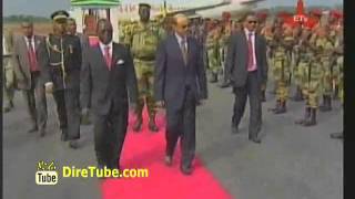 Ethiopian PM Meles Zenawe Welcomed by Derg Anthem in Gabon [upl. by Yesdnyl381]