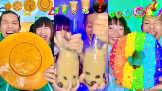 Rainbow Small to Giant Food Challenge Compilation Squid game Food🥵bubble tea boba Part6 [upl. by Anirroc]