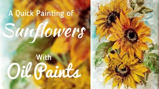 Painting Sunflowers Easy Oil Painting Tutorial Oil Painting Timelapse sunflowers [upl. by Ailedo]