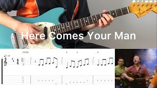 Pixies  Here Comes Your Man guitar cover with tabs amp chords [upl. by Arreik]