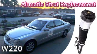 W220 Airmatic Front Strut Replacement [upl. by Ahsenak]