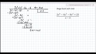 Polynomdivision metod 3 liggande stolen Matematik 4 [upl. by Ulphiah]