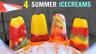 4 Fruit PopsiclesIceCream Recipes  Summers Kids FrozenTreats Homemade CookWithNisha [upl. by Aissela]