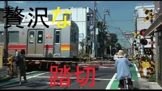 【踏切】贅沢な踏切 東急大井町線九品仏駅前踏切 [upl. by Colwen]