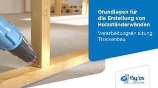 ErstellungAufbau von Holzständerwänden Rigidur Gipsfaserplatten  Rigips Verarbeitung Trockenbau [upl. by Esiom]