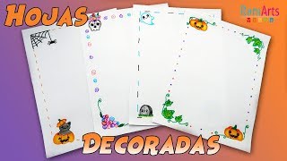 Hojas Decoradas  Bordes  🎃 Edición Halloween 🎃  DIY  Fácil [upl. by Torrence]