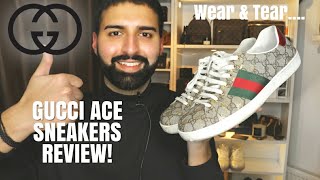 GUCCI ACE MENS SNEAKER REVIEW 2020  Wear amp Tear Sizing amp Price  More [upl. by Euqinahc574]