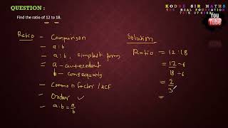 VIDEO 1 RATIO AND PROPORTION [upl. by Alysa]