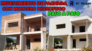 Revestimiento con mortero hidrofugo proyectado malla de fibra cantoneras y junquillos [upl. by End]