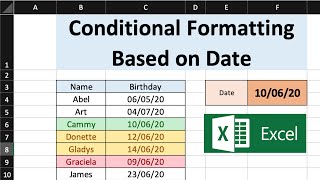 Conditional Formatting Based on Date in Excel and how to make it Dynamic  Tutorial [upl. by Notgnirra]