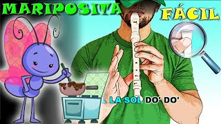 Mariposita  Gallina Pintadita  Flauta Fácil  Tutorial  Cover  Karaoke [upl. by Rodd215]