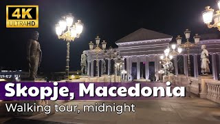 Skopje Macedonia Walking tour midnight [upl. by Enelear]