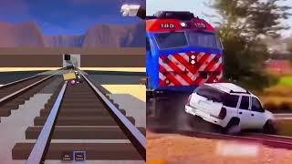 ROBLOX Crash Town vs Real Life Train Crashes  Gameplay with Trains Crashing 5 [upl. by Ahras]