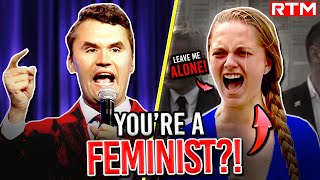 CONFUSED Feminist Gets SHUT DOWN By Charlie Kirk With One Simple Question [upl. by Entroc]